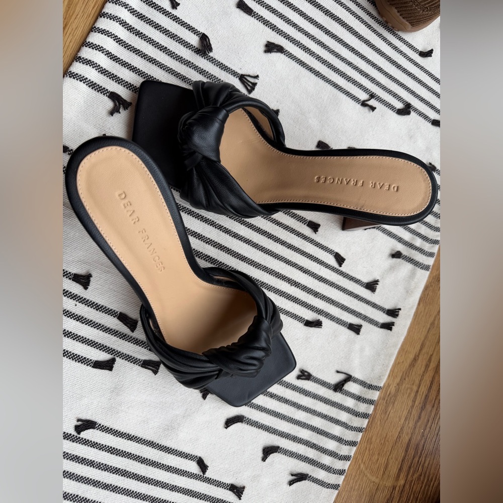 NWOT Dear Frances Black Women's Heeled Sandals - Picture 4 of 7